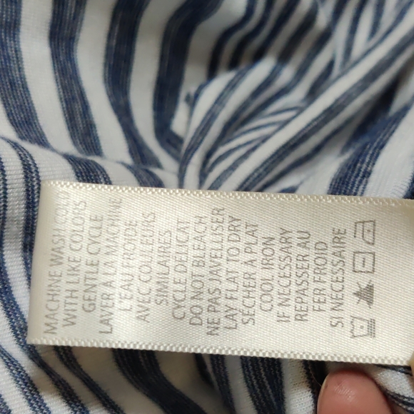 --**$$3/12$$**-- Striped Navy & White Button Tee w/ Tie - Picture 6 of 7